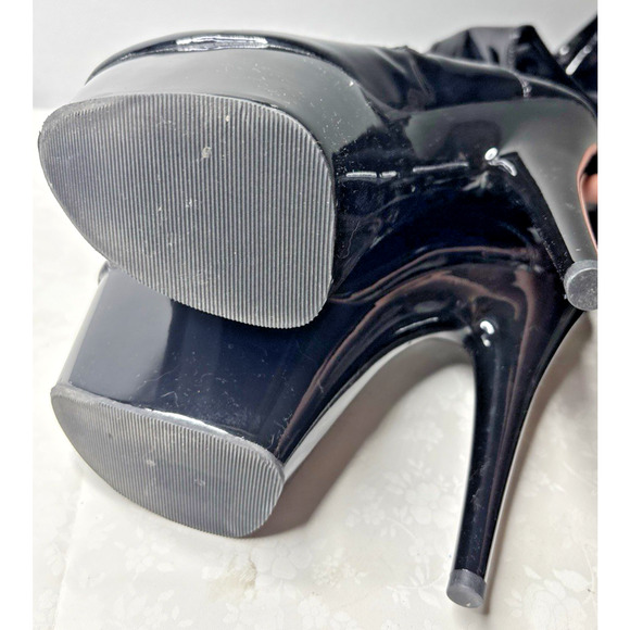 Pleaser Thigh High Platform Boots Size 8 Black Patent Zip Exotic Pole Dance Stri - Picture 6 of 9